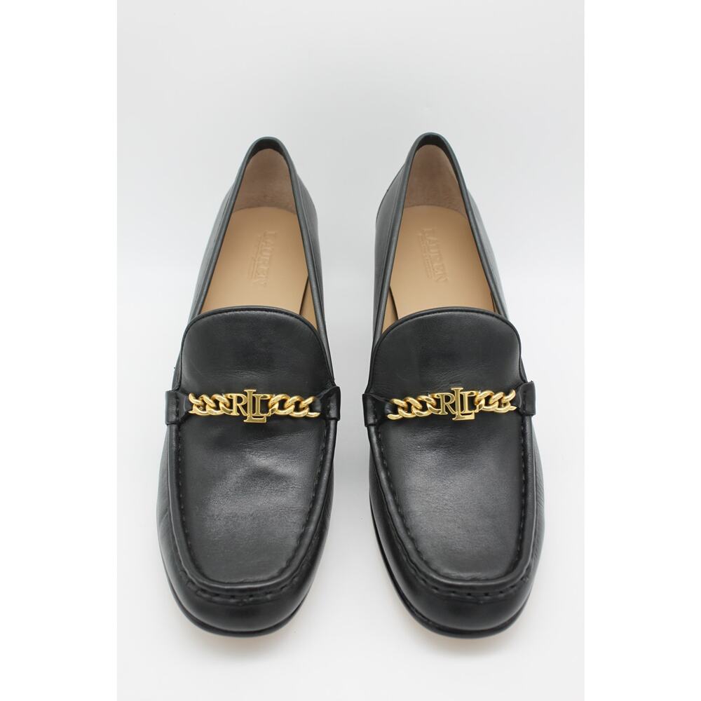 Lauren Ralph Lauren Black Winslet Burnished‎ Leather 2" Heel Pump Shoes Size 7.5